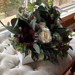 Elegant Wedding Floral Bouquets with Burgundy and Cream Accents
